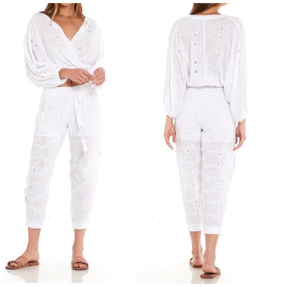 Young Fabulous & Broke White Buftan Eyelet Jogger Pants Size S